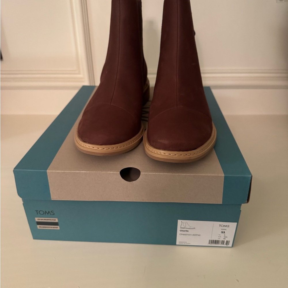 Toms Brown Charlie Ankle Booties with Suede Upper